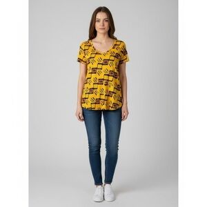 LulaRoe classic yellow mixed media T-shirt   M NWT